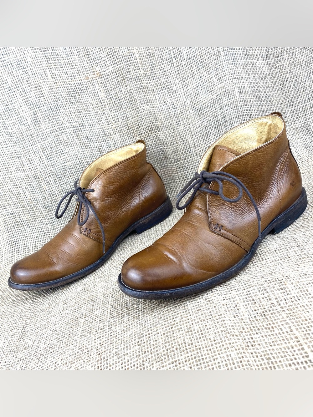 Frye Chukka Boots Phillip Mens 8.5 D Vintage Brown Leather Lace Up Ankle Boots